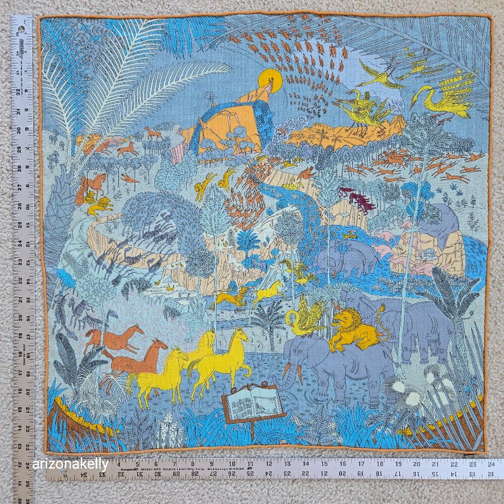 Wool/Silk Scarf With Hand-Rolled Edges Animal Nature Print - Picture 1 of 11